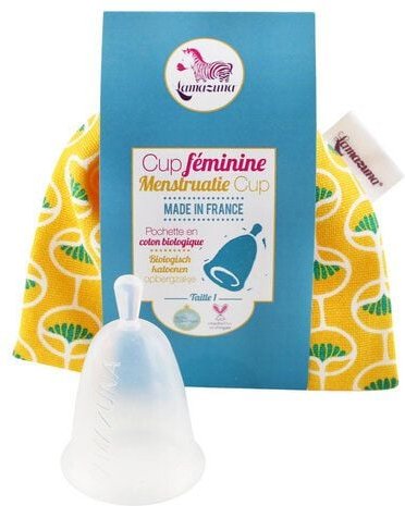 Lamazuna Menstruationstasse mit Bio-Baumwollsäckchen - 2 verschiedene Größen