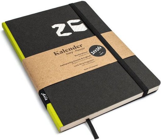 tyyp Taschenkalender 2026 A5 – Kalender aus Recyclingpapier mit schwarzem Cover, fair & vegan