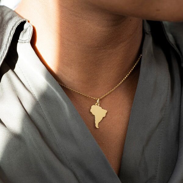 MOANINA Kette Südamerika Kontinent - 925 Silber/18k Gold Vermeil - 3 Längen