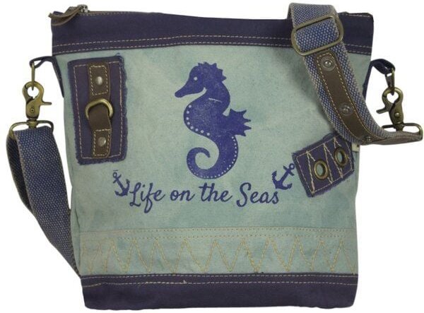 Sunsa Damen Tasche Maritim Umhängetasche Schultertasche blaue Crossbody mit Seepferd