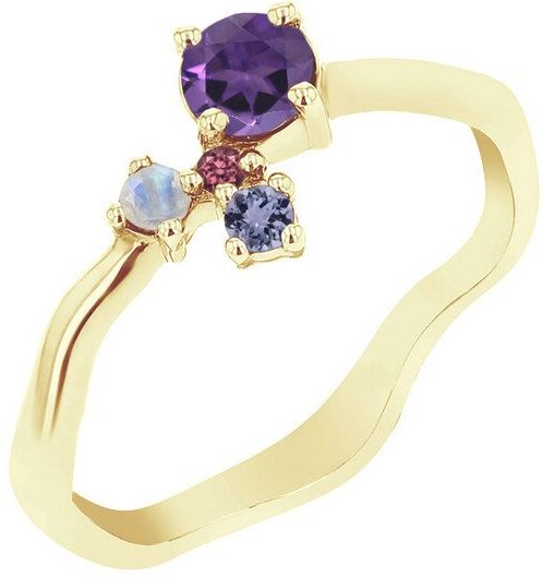 Eppi Lila Cluster Ring mit Amethyst und Edelsteinen Roche