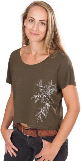 Life-Tree Ecovero Shirt für Damen "Olive Branch" in Fern Green/Dusty Pink