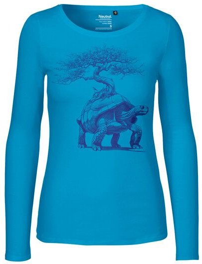 HANDGEDRUCKT "Lange Reise" Frauen Longsleeve aus reiner Biobaumwolle (kbA)