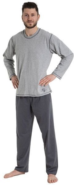 Haasis Bodywear Herren Pyjama lang Rundhalsausschnitt, Single Jersey, Bio Baumwolle