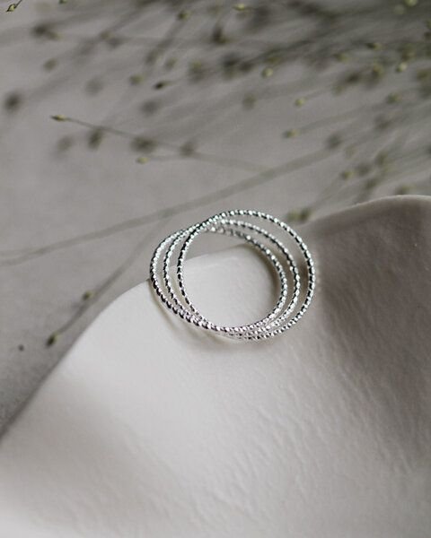 lille mus Ring 'Triple Glitzer' 925 Silber / vergoldet