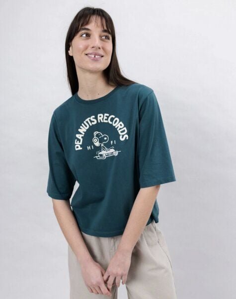 Thumbnail - Brava Fabrics Peanuts Records Squared T-Shirt Grün