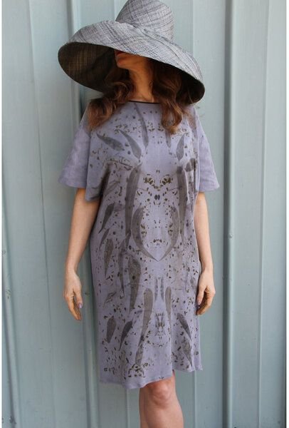 B.e Quality Naturdruck - Fledermaus Ärmel Kleid, Bio Pima Baumwolle