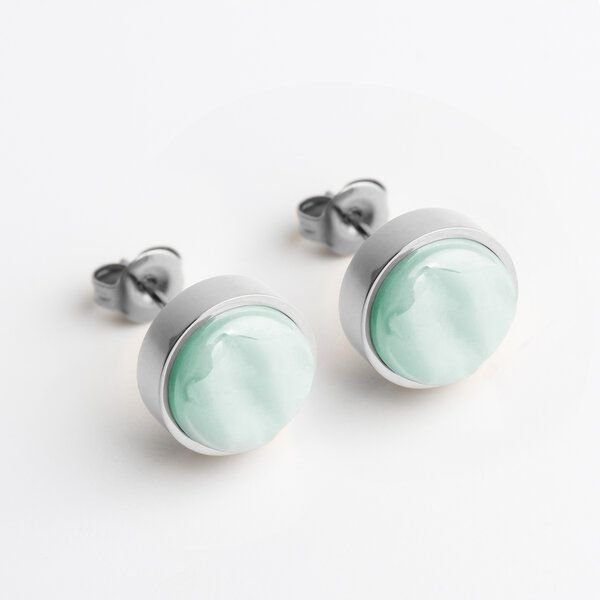 ALEXASCHA Edelstahl Ohrstecker mit Glasstein | Silber