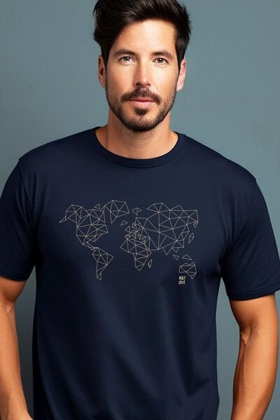 Kultgut T-Shirt mit Motiv / Worldmap