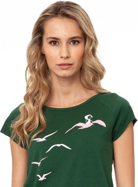 FellHerz Damen T-Shirt Möwenflug scarabgreen bio & fair & vegan