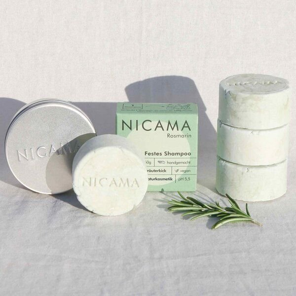 Festes Shampoo 4er Set mit Aufbewahrungsdose - NICAMA