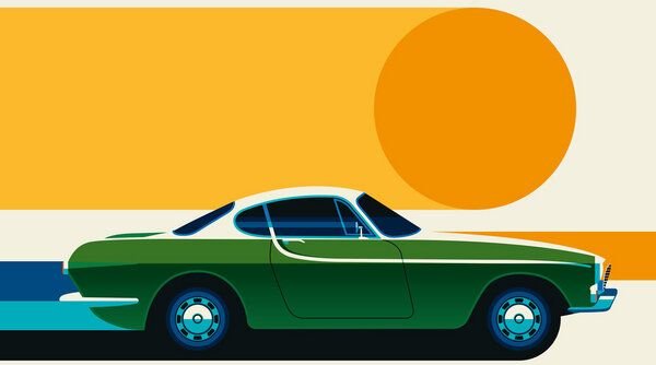 Photocircle Poster / Leinwandbild - Green Vintage Sportscar #3
