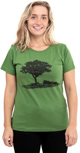 Hirschkind Fair-Trade-Frauenshirt "Baum im Oderbruch" - Made in Kenia - grasgrün