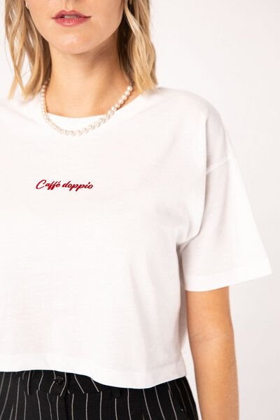 Thumbnail - Coffee Fashion Caffé doppio | Besticktes Bio Baumwoll Crop Top