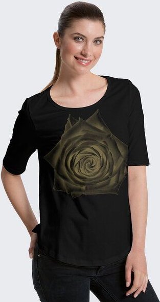 Peaces.bio - handbedruckte Biomode Bio-Halbarm Shirt Rose Damen