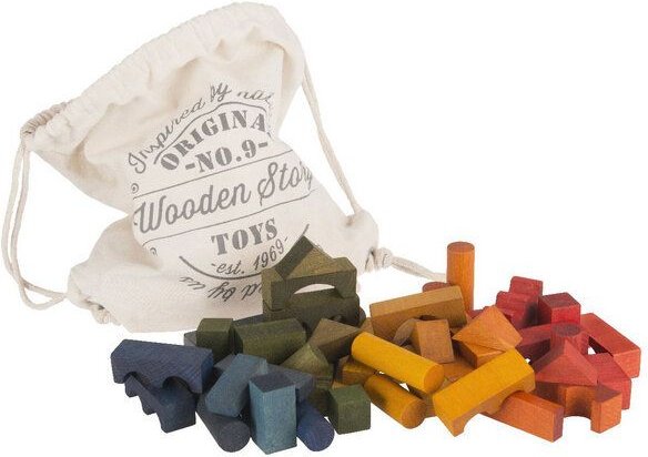 Wooden Story 100 Holz-Bausteine im Baumwollbeutel
