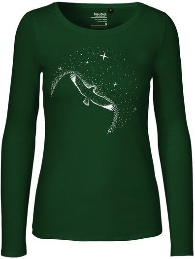 HANDGEDRUCKT "Sternstunde" Frauen Longsleeve aus reiner Biobaumwolle (kbA)