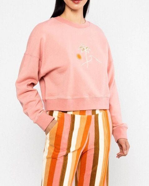 Blutsgeschwister Crew Core Sweatshirt - Happy Beach Palms Pink