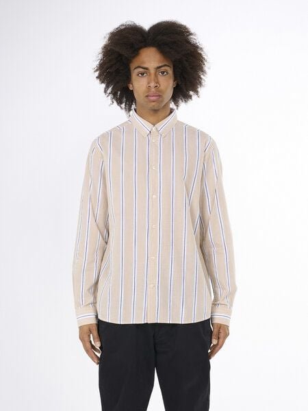 KnowledgeCotton Apparel Hemd gestreift - Relaxed fit striped cotton shirt - aus Bio-Baumwolle