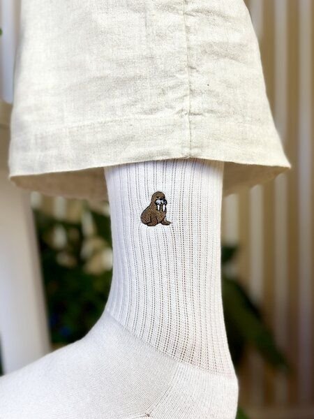 Purewater Walross | Bio Baumwoll Socken | Bestickt