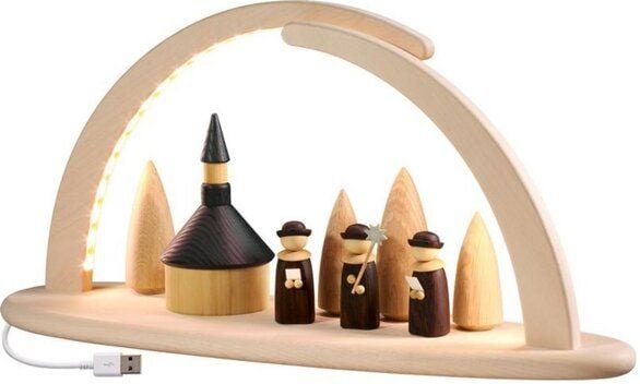 Seiffener Volkskunst eG Moderner Schibbogen Lichterbogen mit LED Beleuchtung Seiffener Kirche