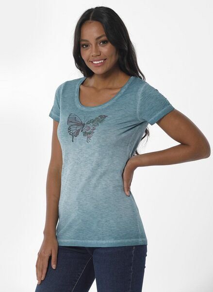 ORGANICATION Cold Pigment Dyed T-Shirt T-Shirt aus Bio-Baumwolle mit Schmetterling-Print
