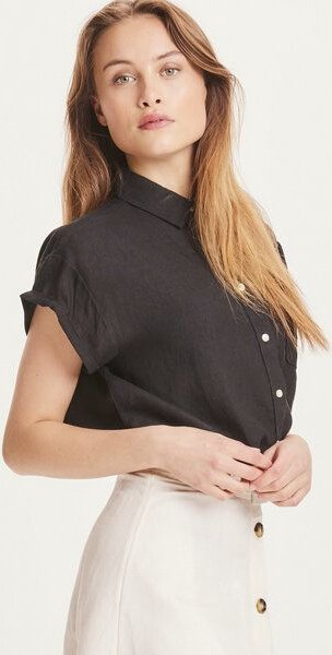 KnowledgeCotton Apparel Leinenbluse - ASTER fold up short sleeve linen shirt - aus Bio-Leinen