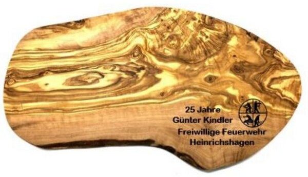 Olivenholz erleben Schneidebrett rustikal aus Olivenholz inklusive Große Gravur