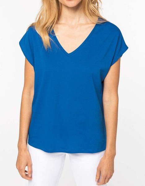Thumbnail - YTWOO Oversized Damen T-Shirt aus Bio-Baumwolle, V-Ausschnitt