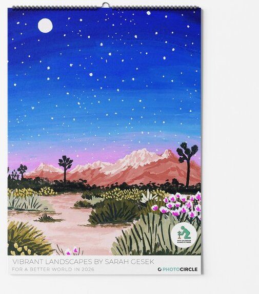Photocircle Vibrant Landscapes Kalender 2026 / Leuchtend-verträumte Landschaftsillustrationen von Sara Gesek