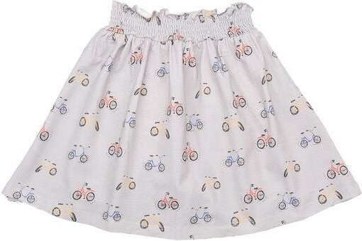 Cotokids Kinderrock GOTS zertifiziert, beige/sand, Fahrrad-Allover „Bicycle“, weich & bequem – Walkiddy