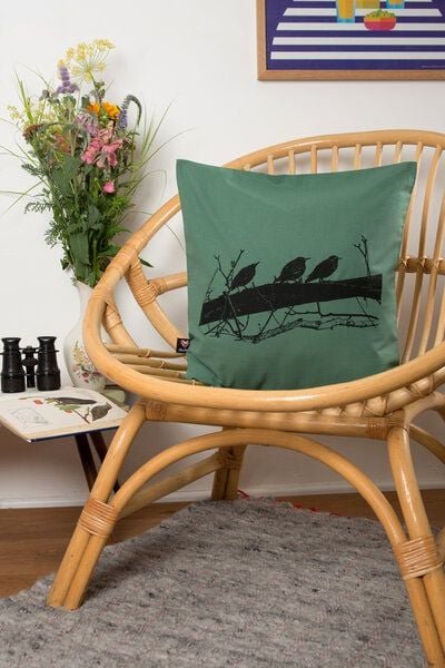 Hirschkind Bio-Kissenbezug 'Drei Stare' grün, 40*40cm