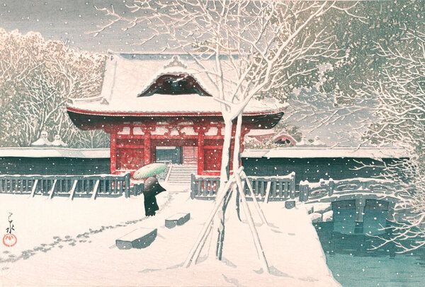 Photocircle Poster / Leinwandbild - Snow At Shiba Park by Hasui Kawase