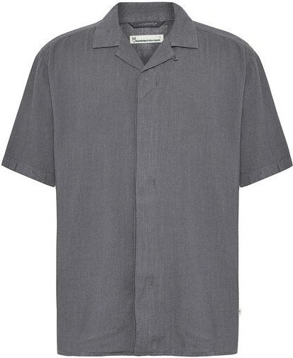 KnowledgeCotton Apparel Lockeres Kurzarmhemd MOSS aus Tencel und Bio-Leinen