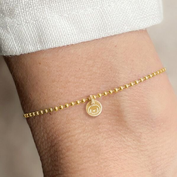 renna deluxe Armband mit Hund Anhänger | Kugel Armband Sterling Silber Gold