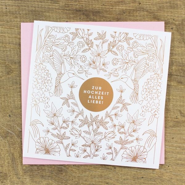 Bow & Hummingbird Grußkarte Zur Hochzeit