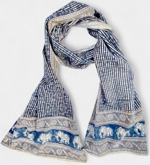 Der Lindwurm Kalamkari- Schal (Handdruck mit Pflanzenfarben)