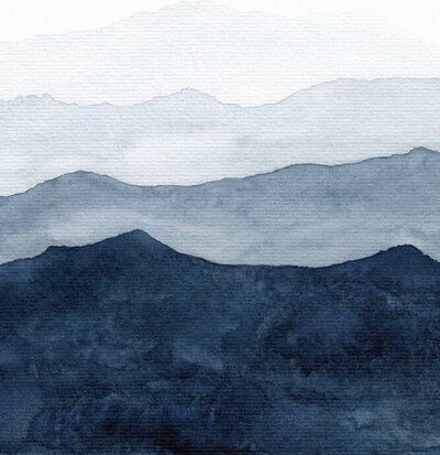 Photocircle Poster / Leinwandbild - Mountains Ombre | Indigo Abstract Watercolor