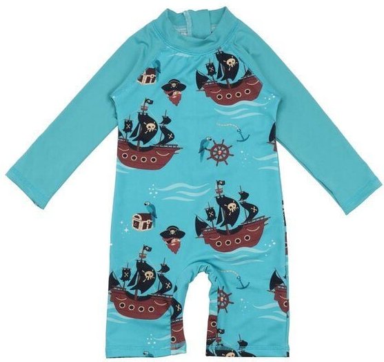 Badeanzug Mädchen Dunkelblau UV Bio Baumwolle Walkiddy Pirate Ships