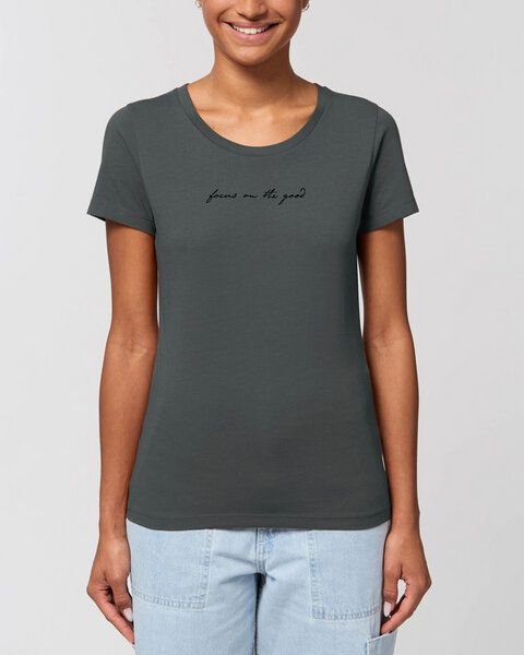 Human Family Bio Damen Rundhals-T-Shirt "Focus on the good" aus Bio-Baumwolle