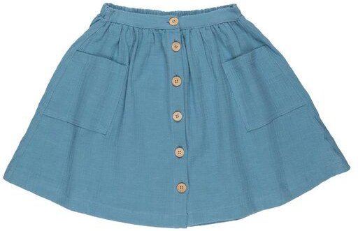 Kinderrock GOTS zertifiziert, blau, „Floral Night“, Knopfleiste, weich – Walkiddy