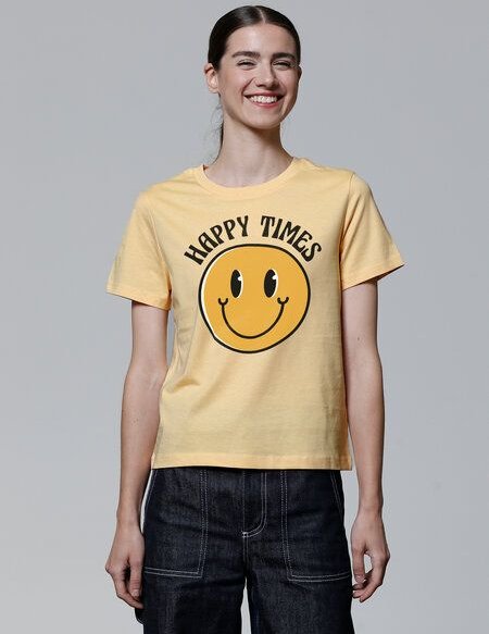 watapparel T-Shirt Frauen Happy times smiley emoji