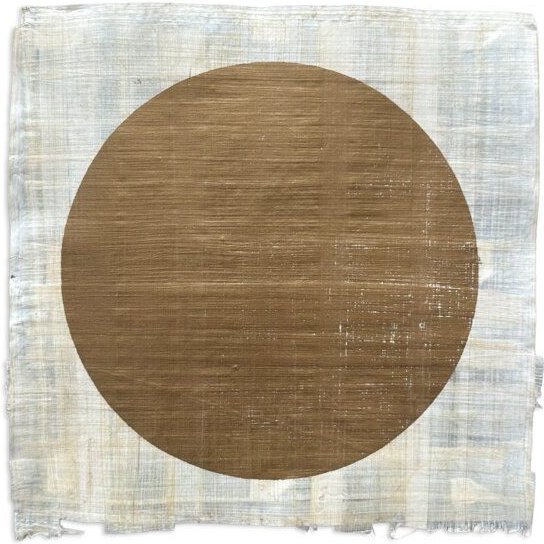 Thumbnail - Veskor Cassiopeia CENTRAL MOON PAPYRUS Linoldruck | 24 × 24 cm | Warmgold auf natürlichem Papyrus-Papier