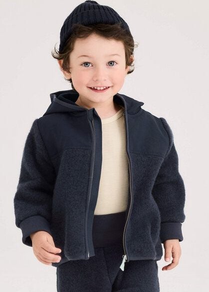 hessnatur Wollfleece Jacke aus Bio-Merinowolle mit Softshell