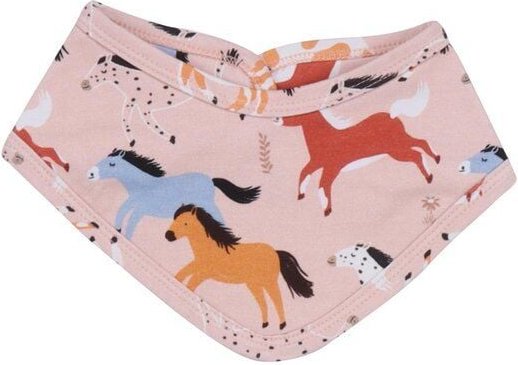 Walkiddy Bio-Baumwolle Baby Horses Dreieckstuch - Nachhaltig, Rosa, Allergikerfreundlich – GOTS zertifiziert