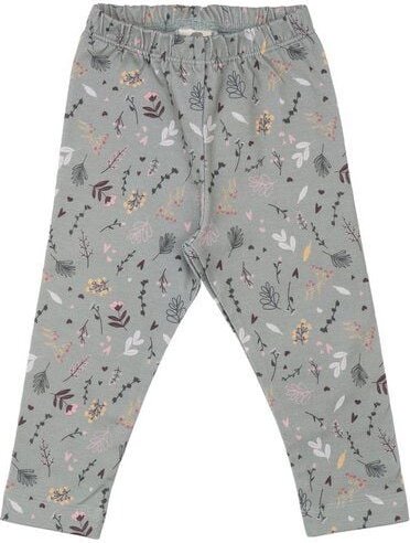 Kinder Leggings GOTS zertifiziert – Grau mit Blumenmuster, weich & bequem | von Walkiddy