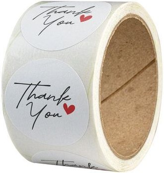 Fines Papeterie 50 Sticker * Thank you * verschiedene Motive * 4cm rund * auf Rolle * Naturpapier