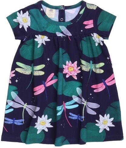 Kinderkleid Dunkelblau Libellen Bio-Baumwolle Walkiddy - Nachhaltiges Kurzarm-Kleid umweltfreundlich, GOTS-zertifiziert,...