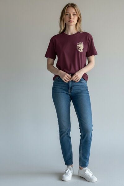 ilovemixtapes Mondfisch Relaxed Fit Damen T-Shirt aus Modal - Deep Plum