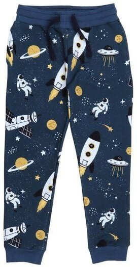 Walkiddy Jogginghose Kinder Baumwolle Space Trip blau, bequeme Sweathose mit elastischem Bund & Bündchen für Schule & Fr...